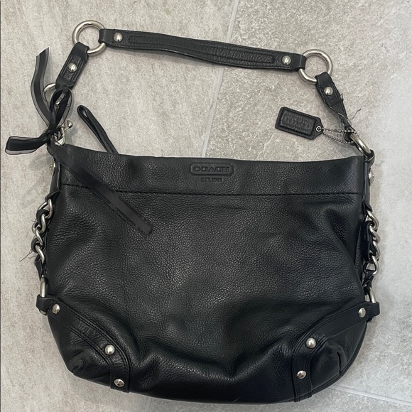 Coach Black Pebbled Leather Shoulder Bag Y2K - Picture 1 of 5